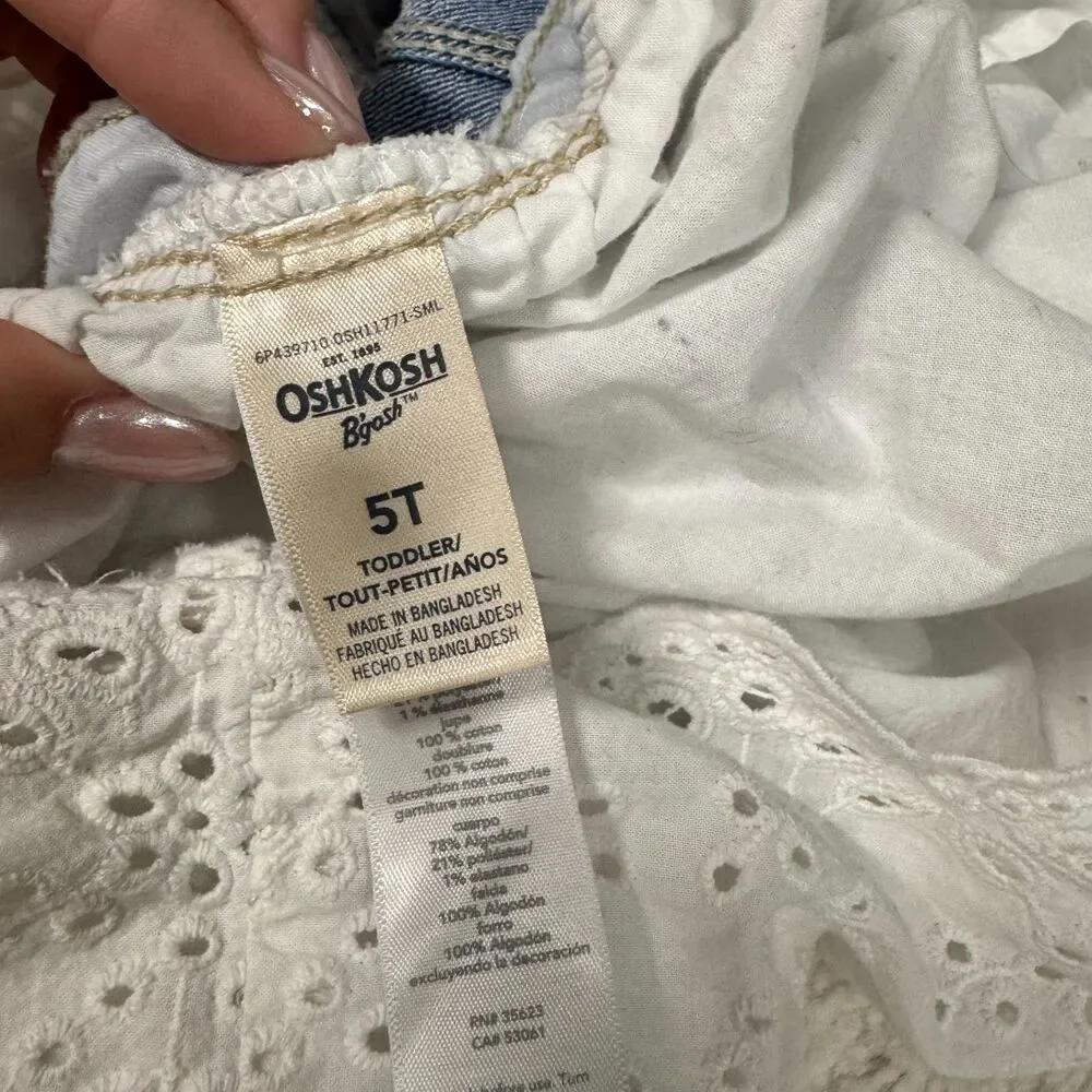 OshKosh B’gosh Denim Overall Dress Eyelet 5T